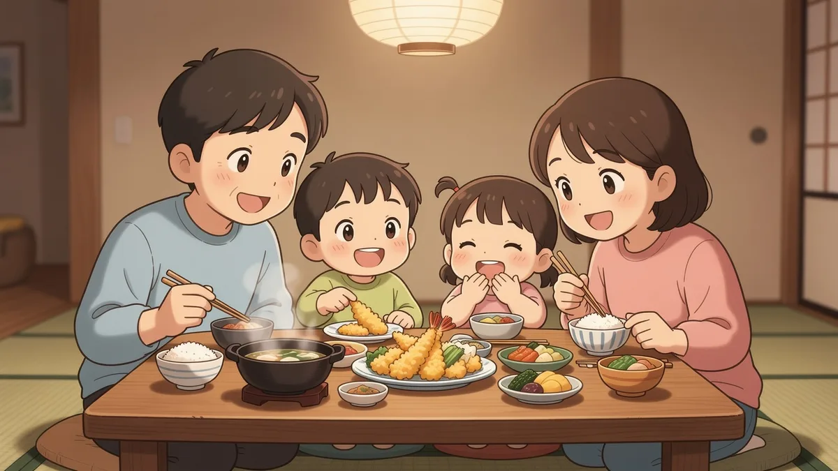 笑顔あふれる家族団らん